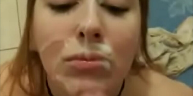 amateur,blonde,bukkake,cum,facial,homemade