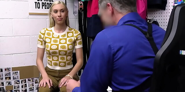 backroom,blonde,blowjob,deepthroat,dirty,doggystyle,fingering,gagging,handjob,office,piercing,pov,pussy,rough,shoplyfter,slapping,table,teen