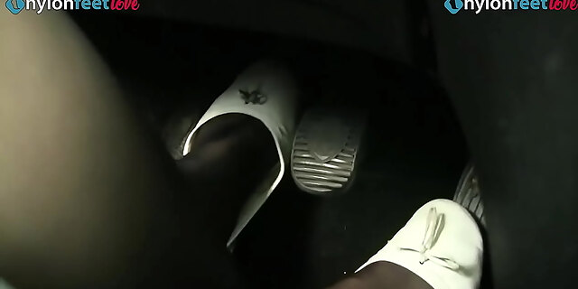 car,feet,fetish,foot fetish,nylon,outdoor,pov,redhead,stockings,upskirt